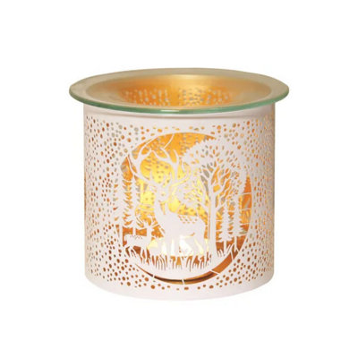 Aroma Wax Melt Burner 10.5Cm WhiteDeer Family from B&Q