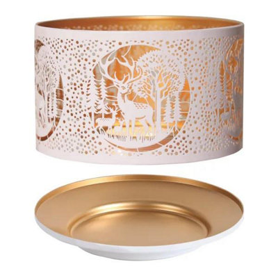 Aroma Candle Shade & Tray Set 15Cm WhiteDeer Family from B&Q