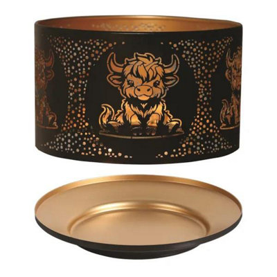 Aroma Candle Shade & Tray Set 15Cm BlackHighland Cow from B&Q