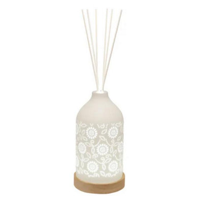 Aromatize Woodbridge Led Ceramic Clean Linen Scented Reed Diffuser Liquid & 8 ReedsFloral