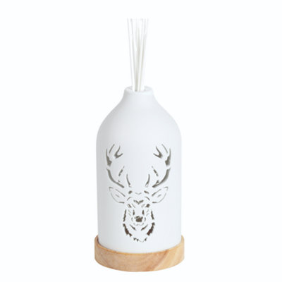 LED Ceramic Reed Diffuser 19cm Highland Stag Air Freshener Clean Linen Scent - Image 3