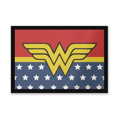 Warner Brothers Official Wonder Woman Core Wonder Woman Logo Entrance Mat 40Cm X 60Cm DimensionDurableIndoor Only