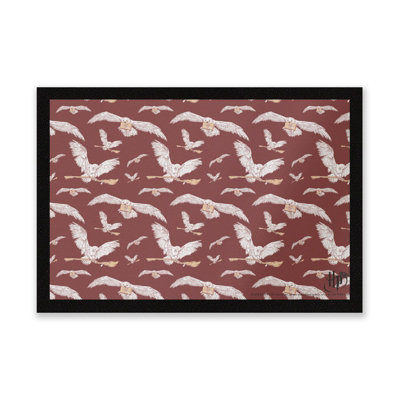 Warner Brothers Official Harry Potter Hedwig Pattern Entrance Mat X 60Cm Dimension, Durable, Indoor Only 40Cm
