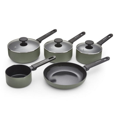 B&Q -  5 Piece Recycled Aluminium Saucepan Set