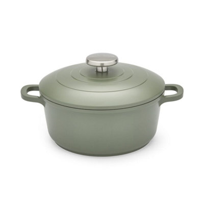 B&Q -  20Cm Cast Aluminium Casserole Dish Green