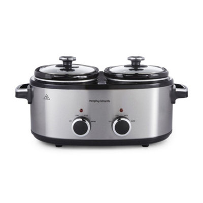 Morphy Richards Unisex Silver 3.8L Duoserve Double Pot Slow Cooker In | Size: Small - Image 7