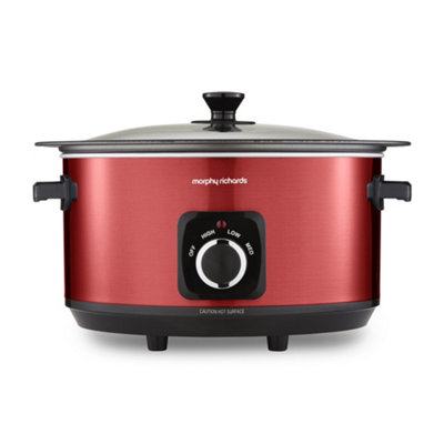 Morphy Richards Red Accents Sear & Stew Slow Cooker 6.5L