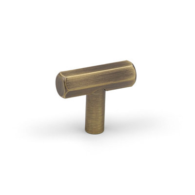 Antique Brass Hexagon T-Bar Pull Cabinet Knob 40mm Upcycle Renovation from B&Q