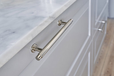 128mm Bright Nickel Reeded Cabinet Handle Cupboard Door Drawer Pull from B&Q