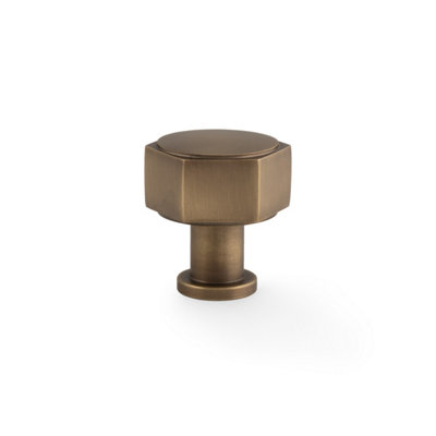33mm Antique Brass Hexagon Cabinet Knob Kitchen Cupboard Door Drawer Pull Handle Wardrobe Furniture Replacement from B&Q