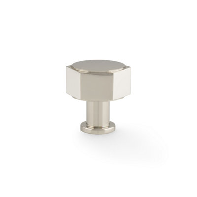 33mm Polished Nickel Hexagon Cabinet Knob Kitchen Cupboard Door Drawer Pull Handle Wardrobe Furniture Replacement from B&Q