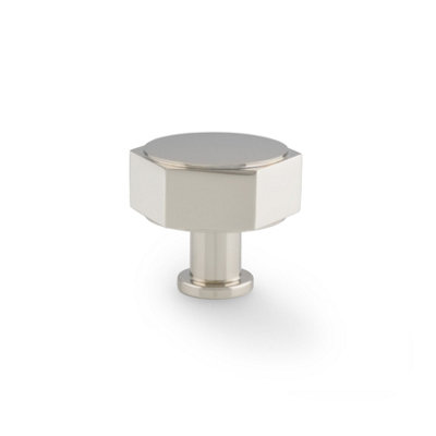 40mm Polished Nickel Hexagon Cabinet Knob Kitchen Cupboard Door Drawer Pull Handle Wardrobe Furniture Replacement from B&Q