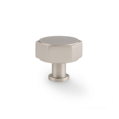 40mm Satin Nickel Hexagon Cabinet Knob Grey Kitchen Cupboard Door Drawer Pull Handle Wardrobe Furniture Replacement from B&Q