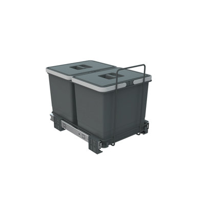 400mm Grey Cabinet Bin Base Mounted 2 X 15L Integrated Pull Out Waste Recycling from B&Q