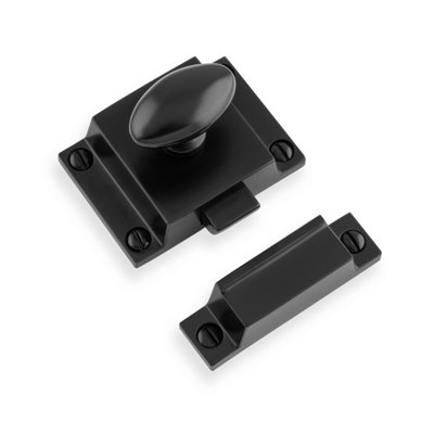 Matt Black Cabinet Latch Oval Knob Thumbturn Cupboard Door Drawer Furniture from B&Q