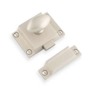 Satin Nickel Cabinet Latch Oval Knob Thumbturn Cupboard Door Drawer Furniture from B&Q
