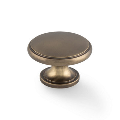 38mm Antique Brass Cabinet Knob Round Cupboard Door Drawer Pull from B&Q
