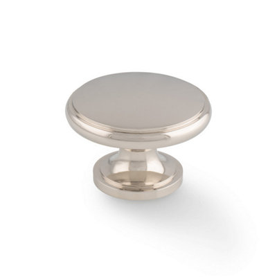 - Polished Nickel Cabinet 38mm Knob Solid Brass Silver Traditional Classic Round Kitchen Cupboard Door & Drawer Pull Shaker Handle