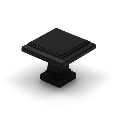 30mm Matt Black Square Cabinet Knob Cupboard Door Drawer Pull Wardrobe Furniture Replacement Upcycle from B&Q