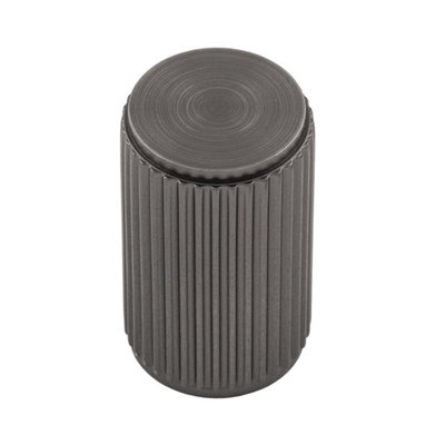 18mm Anthracite Reeded Cabinet Knob Grey Textured Door Drawer Cabinet Pull from B&Q