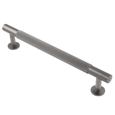160mm Anthracite Reeded Handle Grey Textured Door Drawer Cabinet Pull from B&Q
