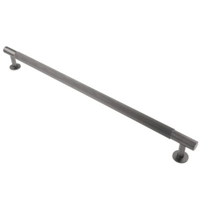 320mm Anthracite Reeded Handle Grey Textured Door Drawer Cabinet Pull from B&Q
