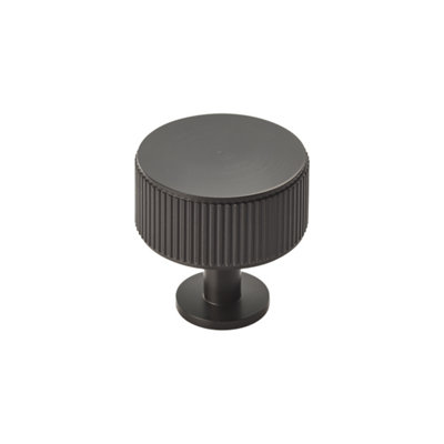 35mm Matt Black Reeded Cabinet Knob from B&Q
