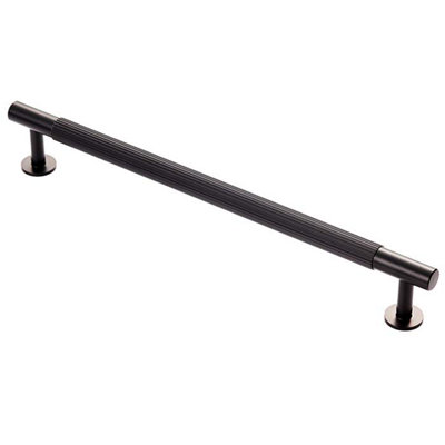 224mm Matt Black Reeded Handle from B&Q