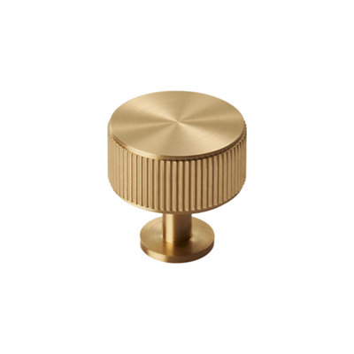 35mm Satin Brass Reeded Cabinet Knob from B&Q