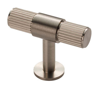 50mm Satin Nickel  Reeded T-Bar Knob from B&Q