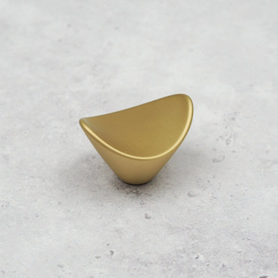  - Curved Cupboard Cabinet Knob 38mm Brushed Brass