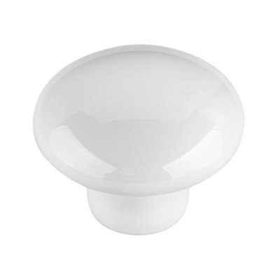 Round Cabinet Ceramic Knob White Mushroom Kitchen Bedroom Bathroom Upcycle 36mm from B&Q