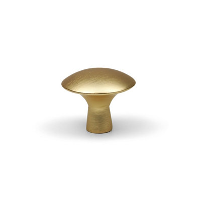 27mm Brushed Brass Cabinet Knob Round Gold Cupboard Door Drawer Wardrobe Furniture Pull from B&Q