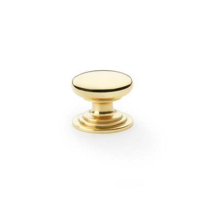 32mm Polished Brass Cabinet Button Knobs Pull Layered Mushroom Kitchen from B&Q
