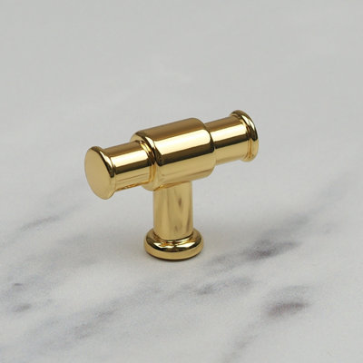 40mm Gloss Gold Cabinet Pull Knob Industrial Pipe Cupboard Door Drawer Handle T-Bar from B&Q