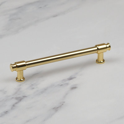 128mm Gloss Gold Cabinet Handle Industrial Pipe Cupboard Door Drawer Pull