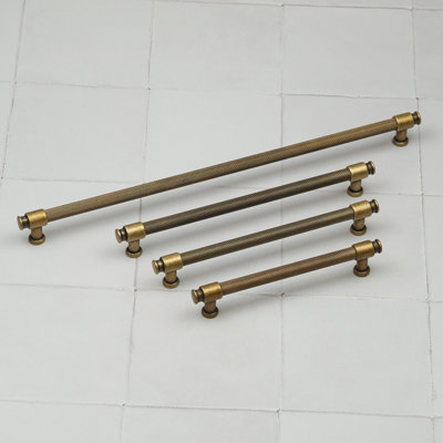 320mm Antique Brass Knurled Kitchen Cabinet Handle from B&Q