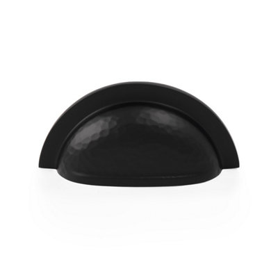 76mm Matt Black Hammered Cup Handle