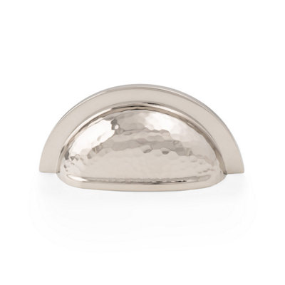 76mm Polished Nickel Hammered Cup Handle