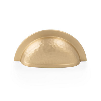 76mm Satin Brass Hammered Cup Handle