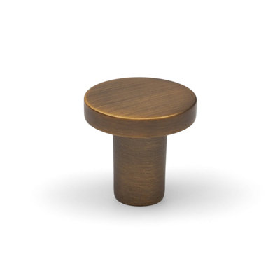 26mm Brushed Antique Brass Round Circular Knob Pull from B&Q