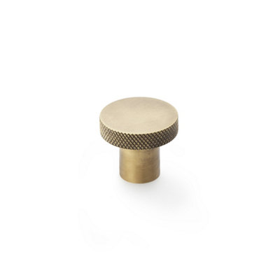 32mm Antique Brass Knurled Edge Knob from B&Q