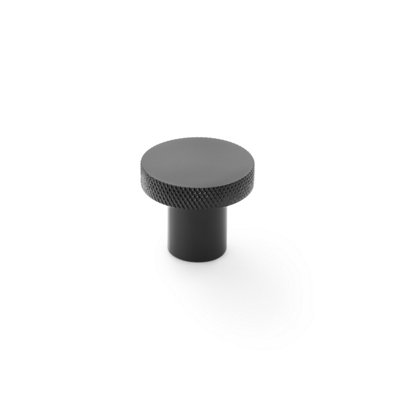 32mm Matt Black Knurled Edge Knob from B&Q