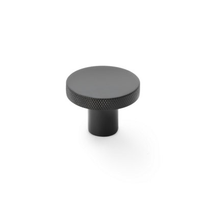 38mm Matt Black Knurled Edge Knob from B&Q