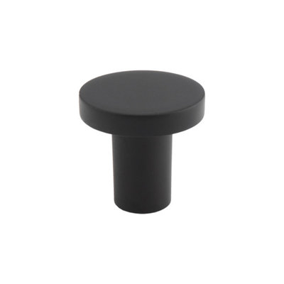 26mm Matt Black Round Circular Knob Pull from B&Q