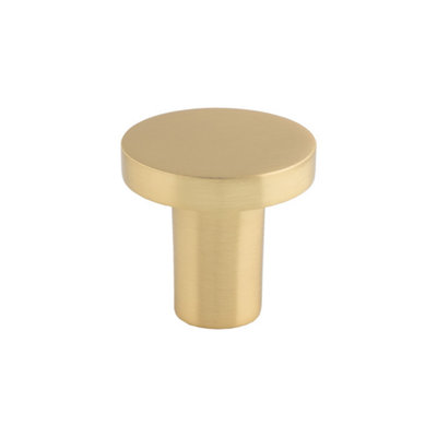 26mm Satin Brass Round Circular Knob Pull from B&Q