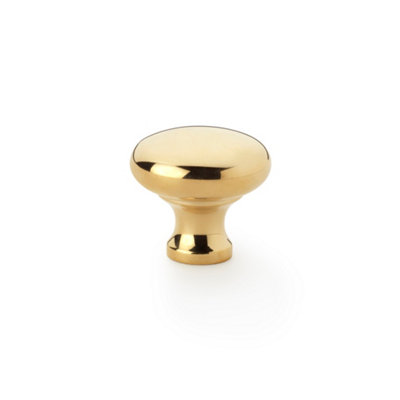 32mm Polished Brass Mushroom Top Classic Round Knob Cupboard Drawer Cabinet Pull from B&Q