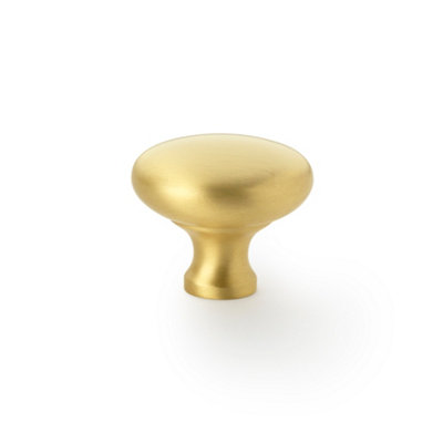 38mm Satin Brass Mushroom Top Classic Round Knob Cupboard Drawer Cabinet Pull from B&Q