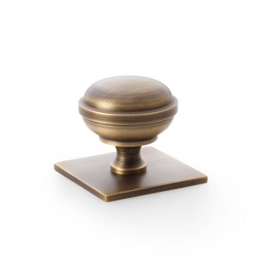 38mm Antique Brass Cabinet Knob With Backplate from B&Q