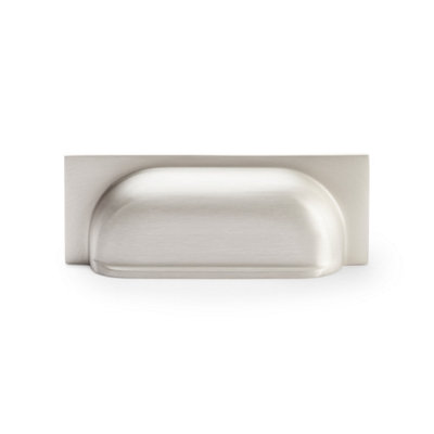96mm Satin Nickel Curved Cup Handle With Backplate from B&Q